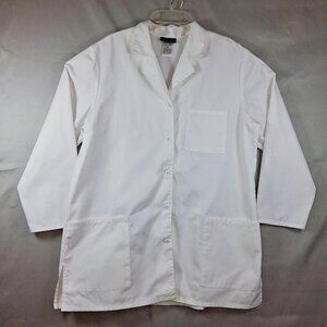 Cherokee Women's White XL Lab Coat Button Front